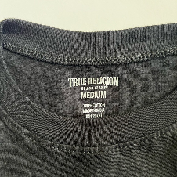 NEW True Religion Black  / Gold Foil Logo T-Shirt - SZ M - Picture 6 of 7